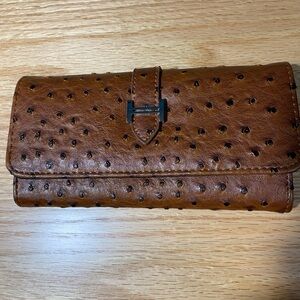 Brown Faux Ostrich Leather Wallet